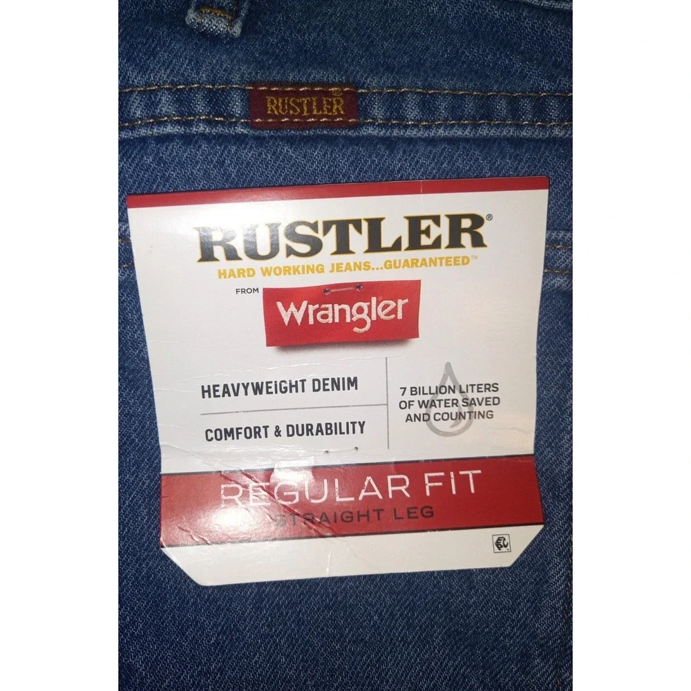 Rustler Wrangler Mens 34x29 Regular Fit Straight Leg Denim Jeans NWT